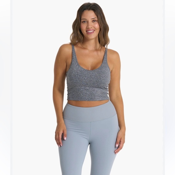 Vuori Halo Performance Crop Heathered Gray Size Large Tank Athletic - Picture 2 of 9